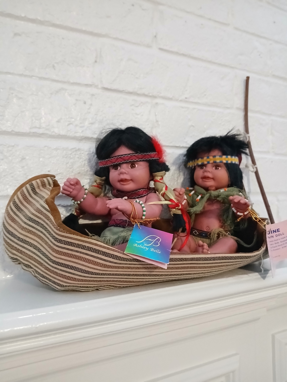 Ashley Belle Twin Native Doll Set in Striped Canoe -SET